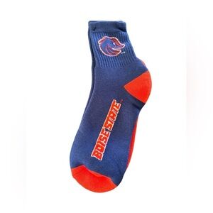 For Bare Feet Cushioned Socks Sz L Boise State University Mid Crew Blue Orange
